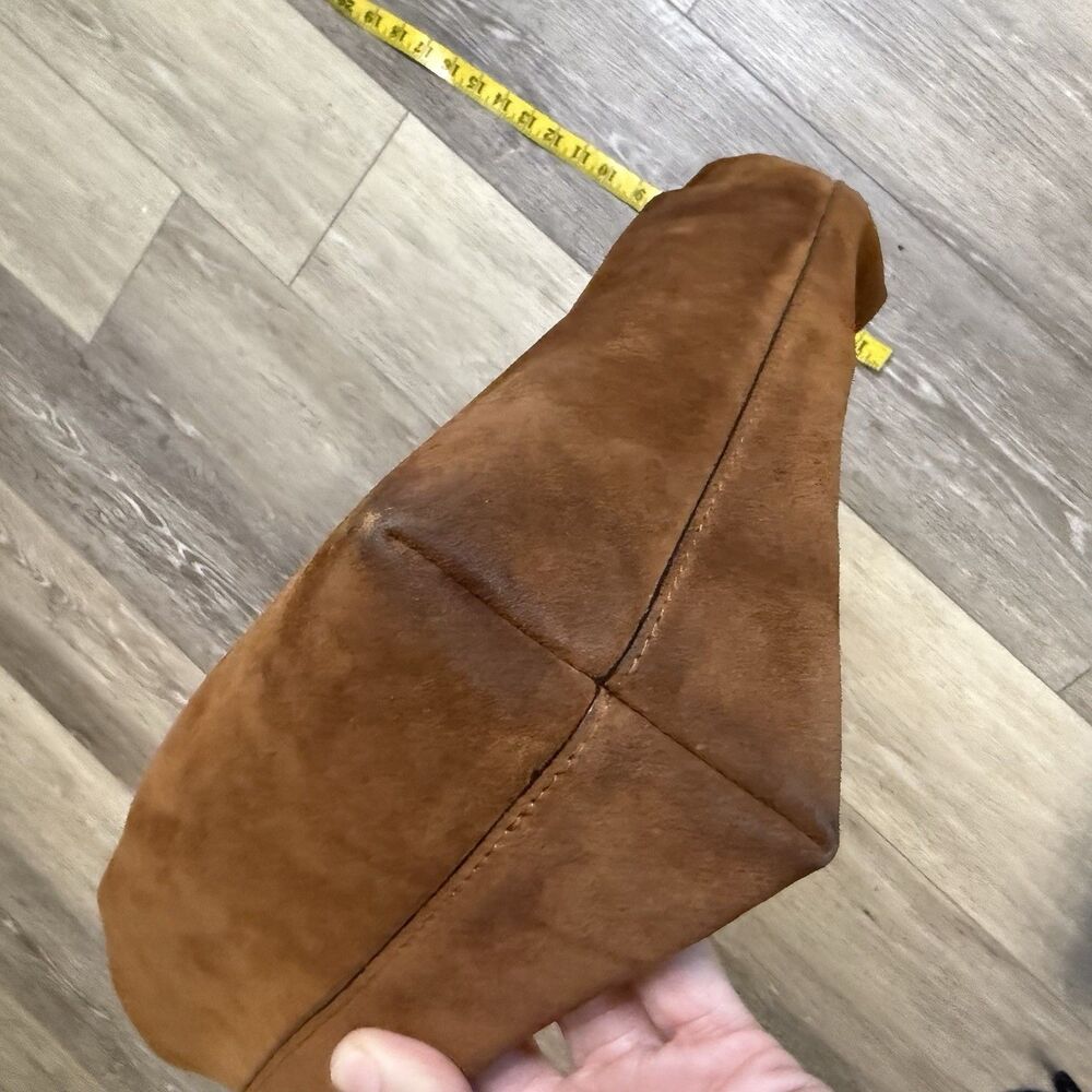 Madewell The Mylie Suede Shoulder Bag Russet Brown Hobo Slouch Zip Top - Picture 13 of 14